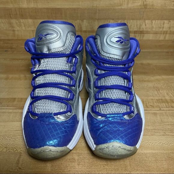 REEBOK QUESTION Allen Iverson SILVER / PURPLE / WHITE Girls SIZE 6.5 Women’s 8 - Picture 2 of 7